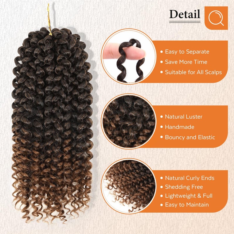 LADY MIRANDA Brown Color Afro kinky Curly Braiding Hair Extensions Jerry Curl Crochet Hair 3X Braid Hair Mixed Dark Brown to Light Brown Short Synthetic Hair Styles (Black&brown) - Image 3